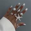 DIEZI One Set Fashion Gold Silver Color Starfish Finger Ring Set For Women Men Korean Sweet Cute Knuckle Joint Rings Jewelry