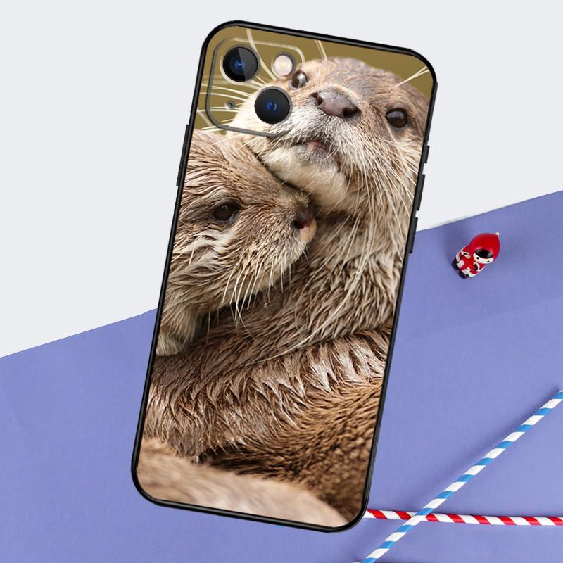Animal Otter Cute Phone Case For iPhone 16 15 Pro Max 12 13 Mini 11 14 Pro Max XR 16 15 Plus 16e Cover Coque