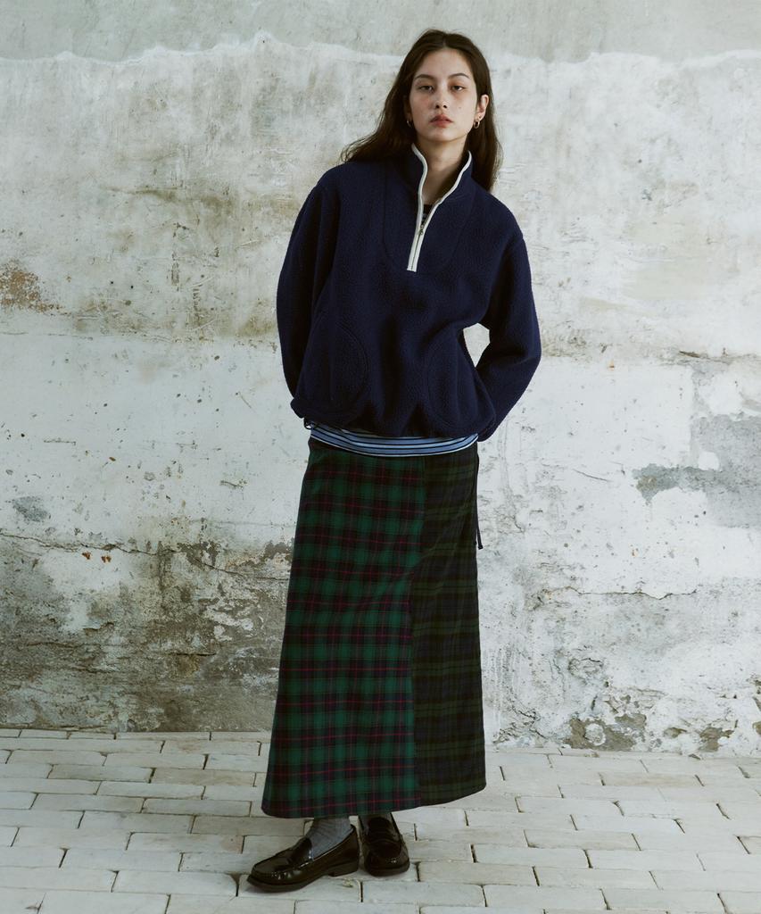 FRITUR Tartan Check Maxi Skirt Green_F254Sk01