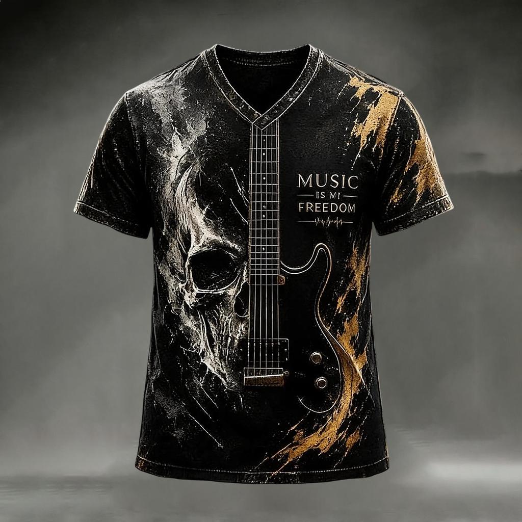 Men's Halloween Print V-Neck T-Shirt