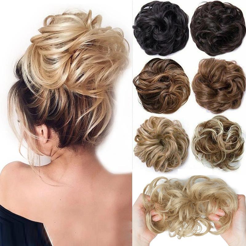 Messy Chignon Bun Hair Piece Wavy Synthetic Scrunchies for Instant Volume Elastic Bun Hair Extensions Thick Hairpieces for Women