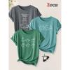3 Pack Yoga Master Cat Fun Animal Print Women Loose Short Sleeve T Shirts Summer Autumn Leisure Fashion Tops