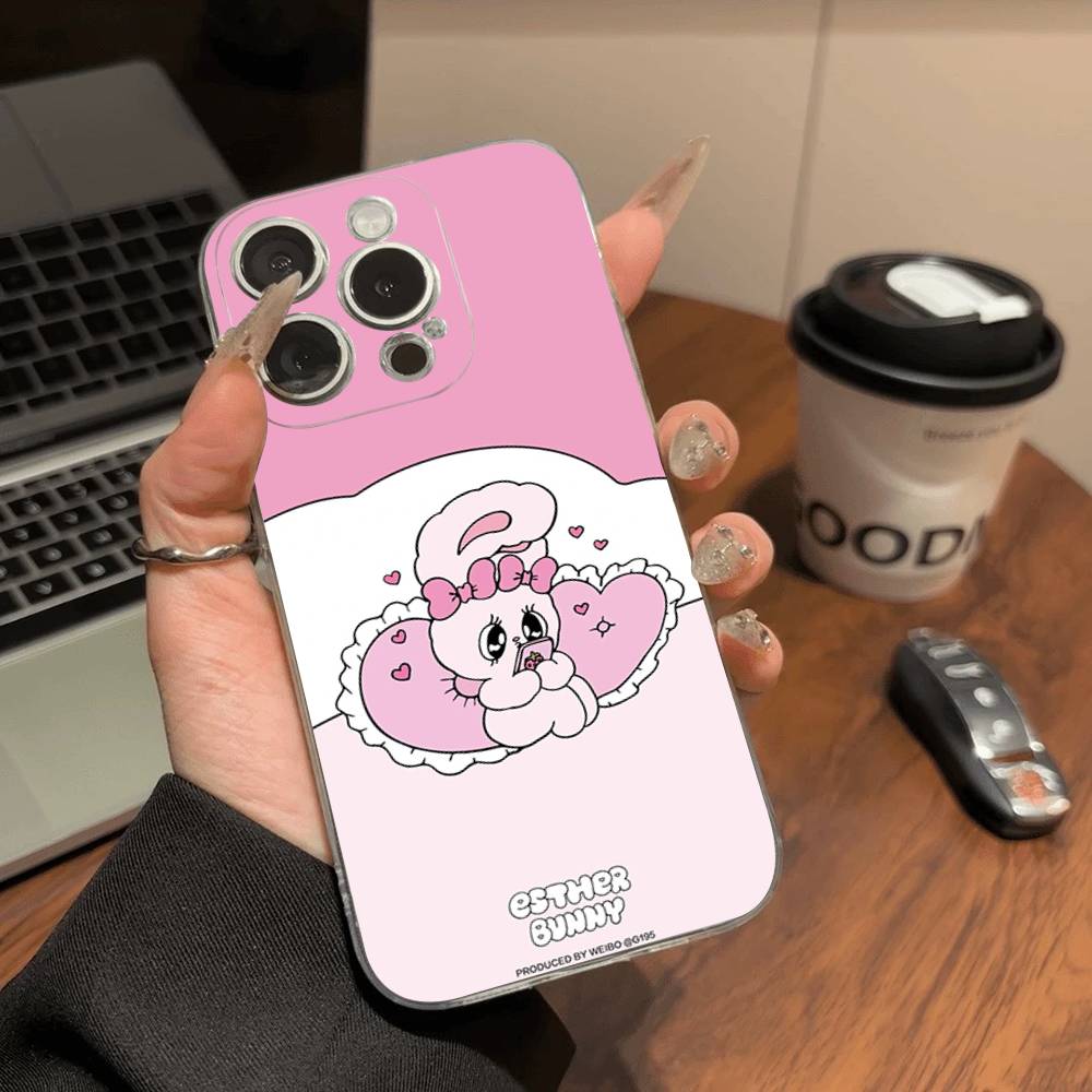 Esther Cute B-B-Bunny For iPhone 17 16 16e 15 14 13 12 11 Pro Max Mini Plus Phone Case