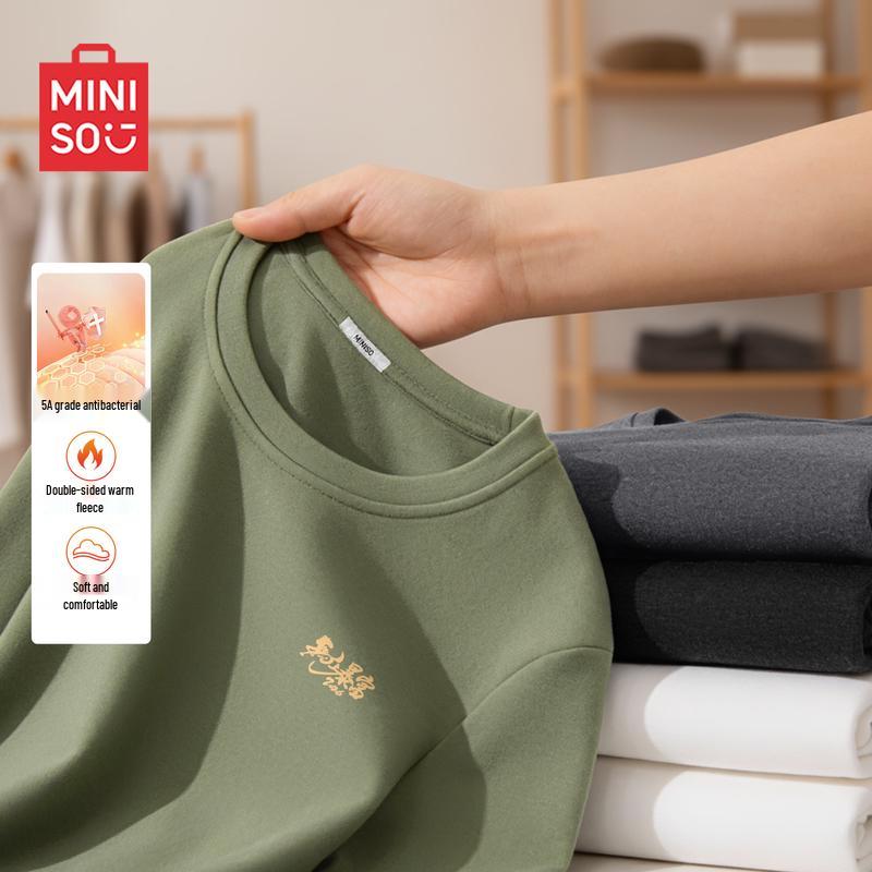 MINISO Men's Thermal Fleece Long Sleeve T-Shirt