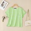 ZANZEA Women Casual Round Neck Plaid Print Summer Short Sleeve Blouse