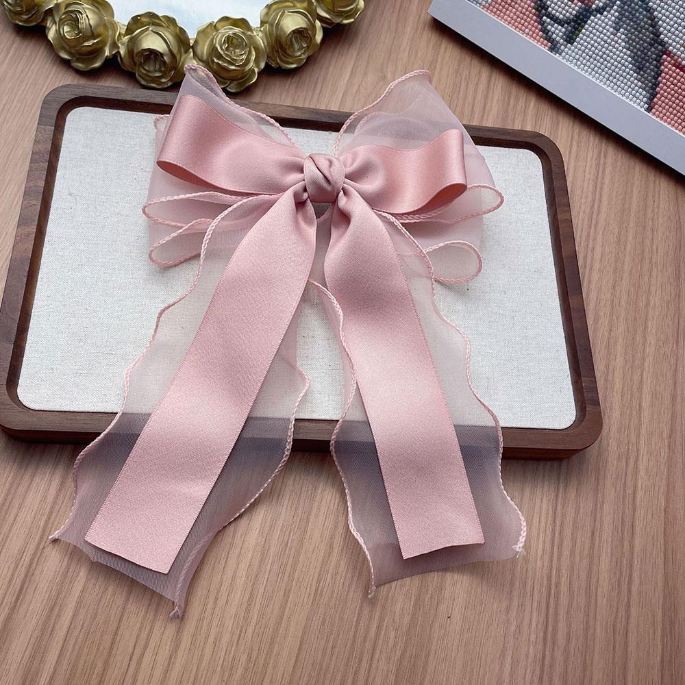 

Women Elegant Long Ribbon Bow Hair Clips Fashion Korean Spring Hairpins Girls Sweet Chiffon Bowknot Hairgrip Headwear Ornament розовый