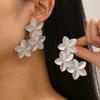 European and American earrings retro simple women's fashion temperament ins wind three continuous brushed five-petal flower earrings