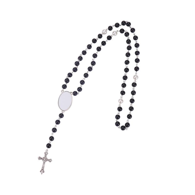 Trendy for Cross Pendant Sublimation Necklace Rosary Beads Necklace Catholicism Prayer Religious Jewellery for Family El