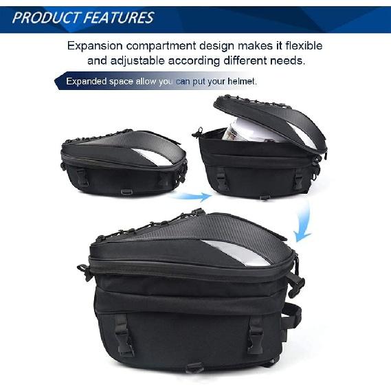 Motorcycle Seat/Tail Bag - Dual-Use Backpack Waterproof Motorcycle Helmet Storage Bag for Luggage Motorcycle off-Road Vehicle Accessories