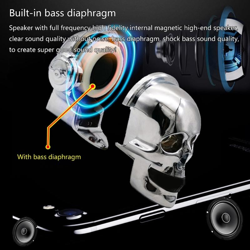 Motorcycle Skull Speaker Subwoofer MP3 Player Motorbike Stereo System Support TF/FM Radio Phone Call Amplifier Speaker