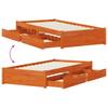 Bed Frame with Drawers Wax Brown Solid Pine Wood