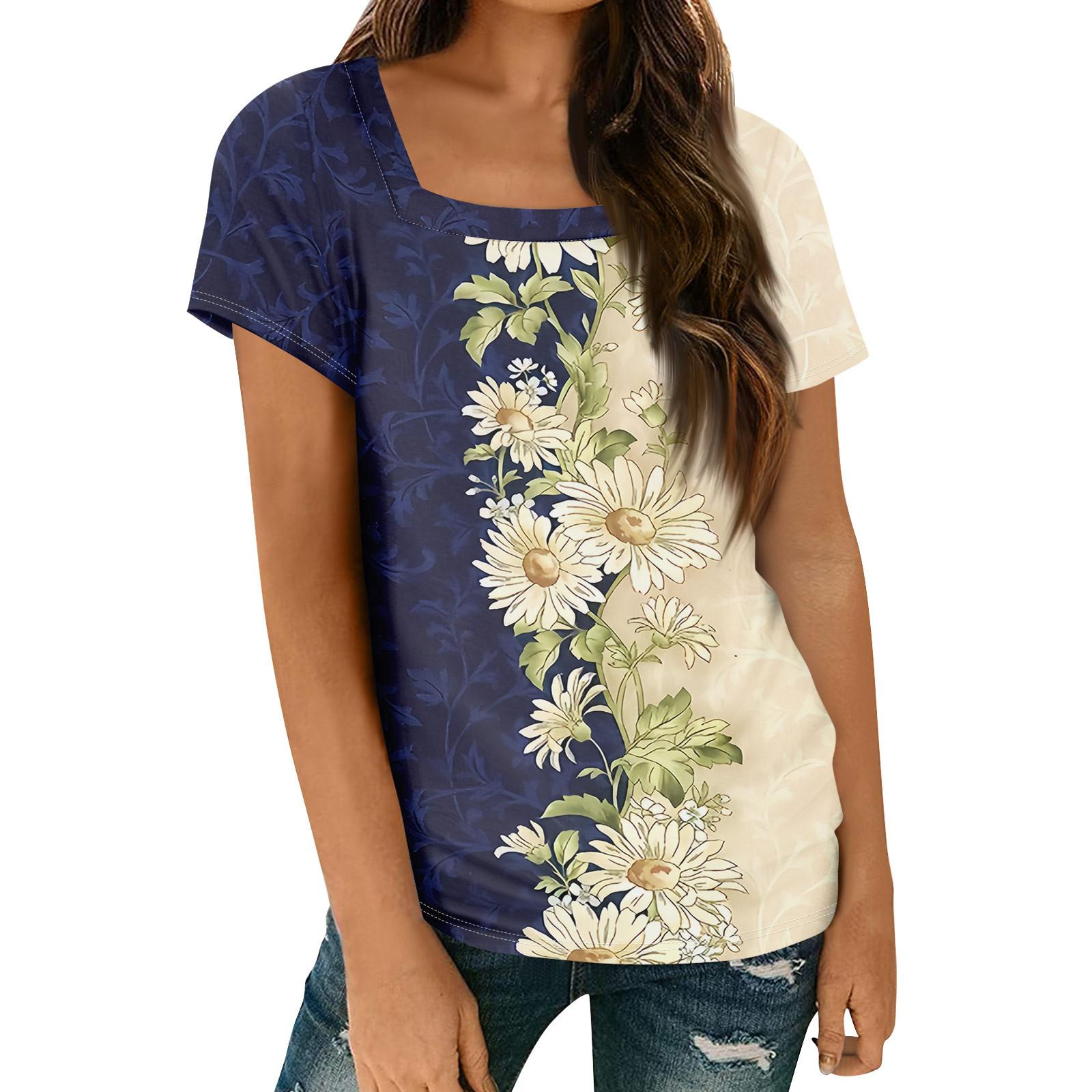 

Женские топы, весенне-летняя повседневная футболка с коротким рукавом и квадратным вырезом, базовая футболка с принтом XL белый