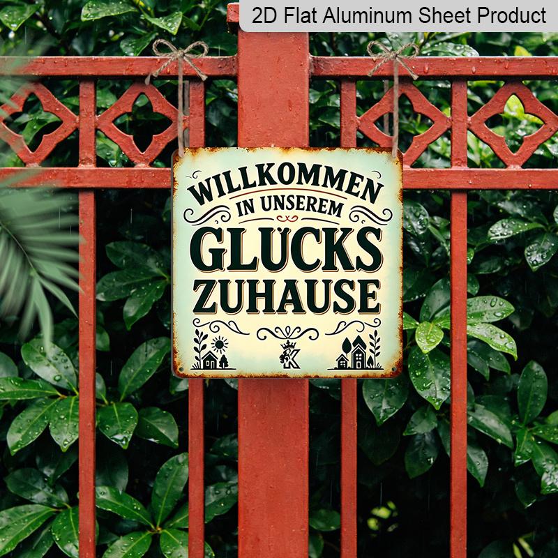 2D Flat, 1pc, Vintage Metal Sign, Decorative Plaques and Ornaments, Welcome Theme, German Home Style, Perfect for Porches, Entryways, Living Rooms