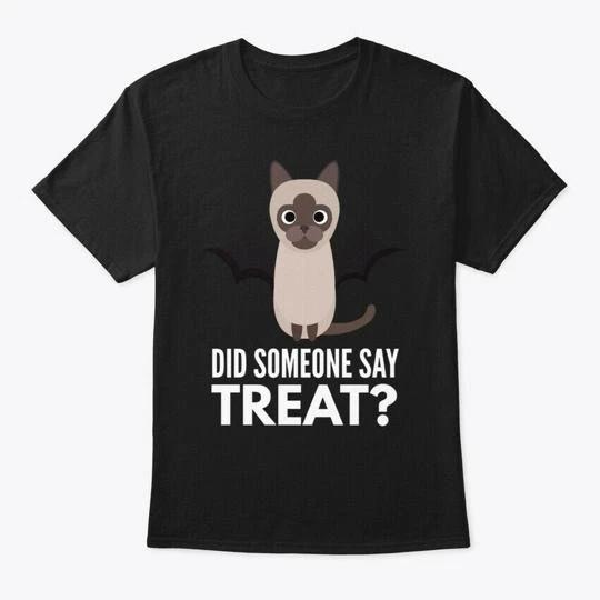 

Siamese Cat Halloween Trick Or Treat T shirt Made in the USA Size S to 5XL S