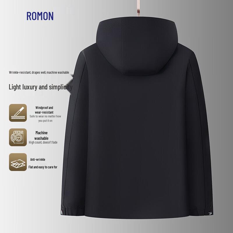 Romon Men's Detachable Hood Windproof Business Casual Jacket