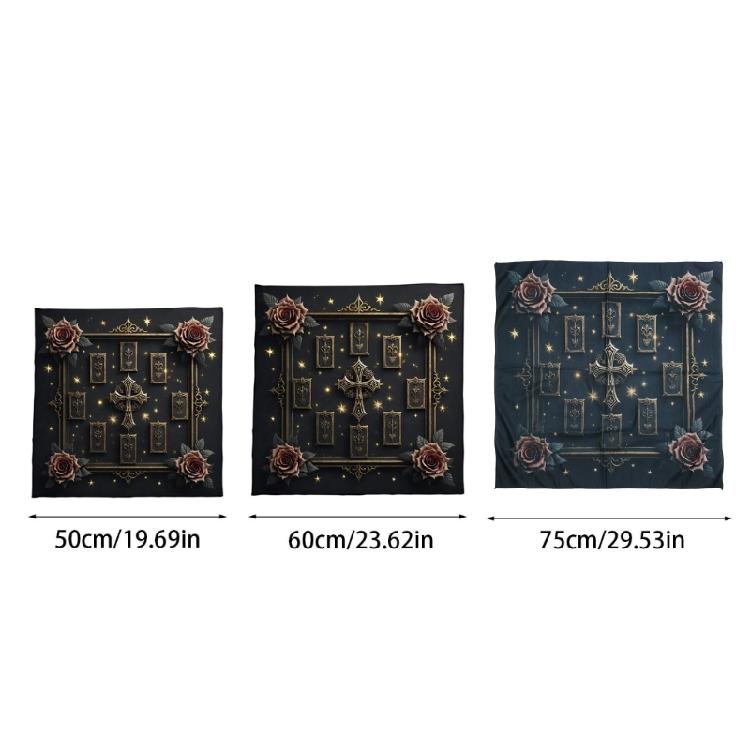 Crosses Rose Pattern Tarots Card Tablecloth Altars Cloth Altars Cloth Divinations Card Table Cloth Tapestry Easy Use