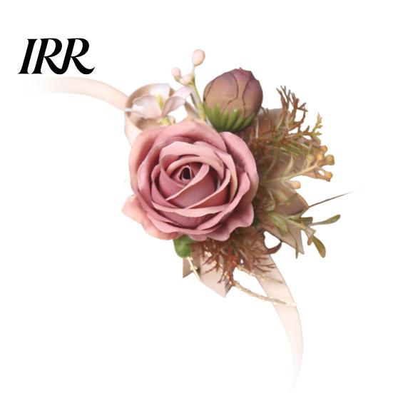 Durable Flower Pin Rose Bud Wedding Set, Wrist Corsage for Bride Bridesmaid High Simulation & Boutonniere Groom Groomsman, Artificial Silk Floral