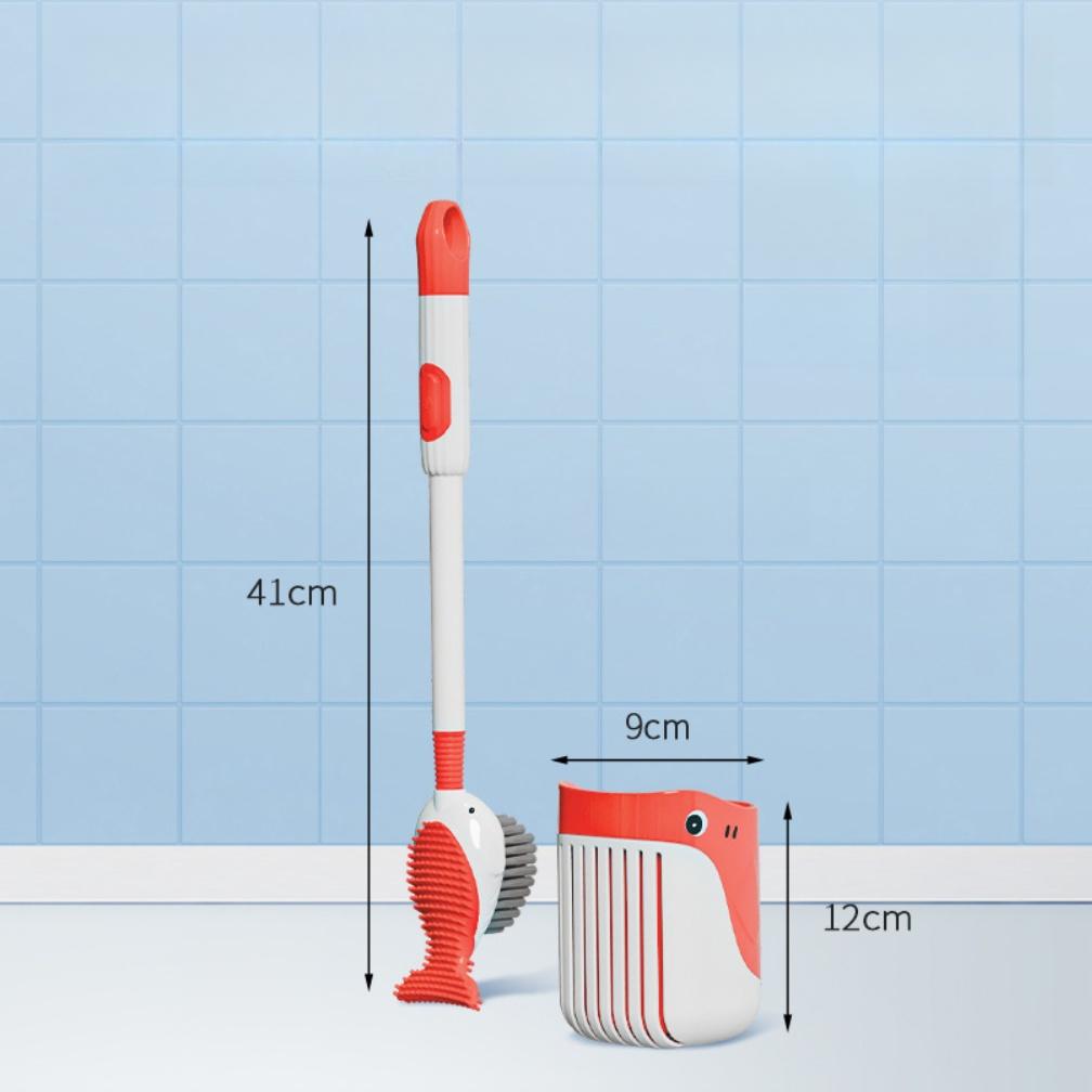 Effective No Dead Angle Toilet Brush with Suction Cup and Whale Shape