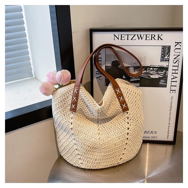 

Women s seaside vacation beach new fashion versatile woven large-capacity shoulder bag wool woven bag