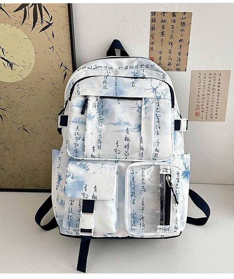 

Новый рюкзак в китайском стиле для китайской школы, женский рюкзак большой вместимости, для девочек-подростков, учениц старшей школы, повседневный модный компьютерный рюкзак синий