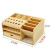 Multi-Section Wooden Tool Tray Designed for Mobile Repair Accessories Including Screwdrivers, Tweezers, and Pliers