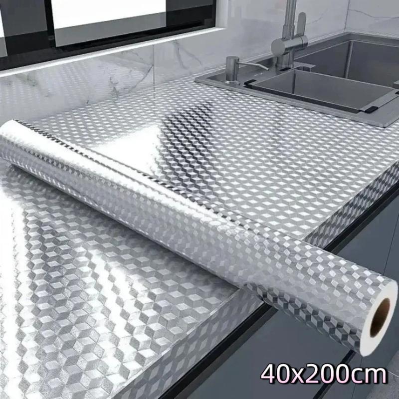 2/5/10 Meters 3D Aluminum Foil Adhesive Paper Roll Waterproof Protection For Kitchen And Stove