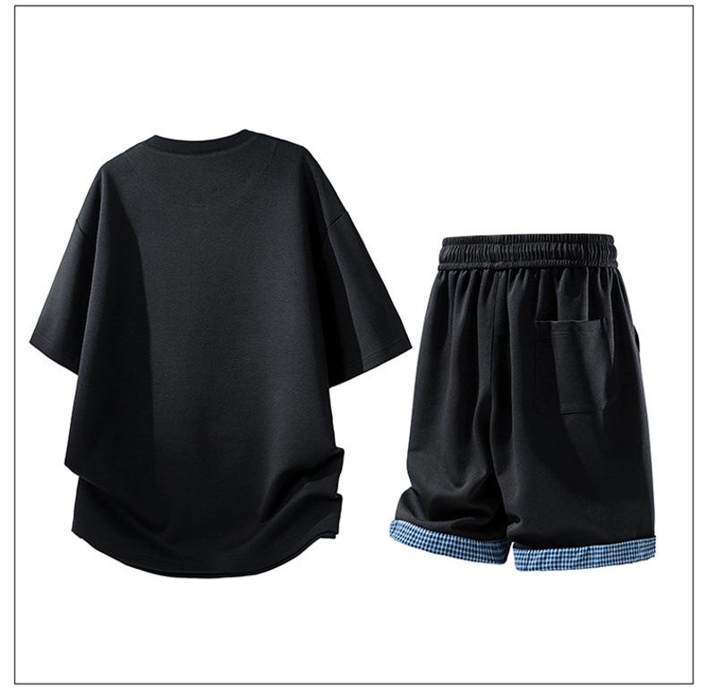 Men's Two-Piece Summer Set: Short Sleeve Tee & Five-Point Pants – Trendy, Sporty, Casual