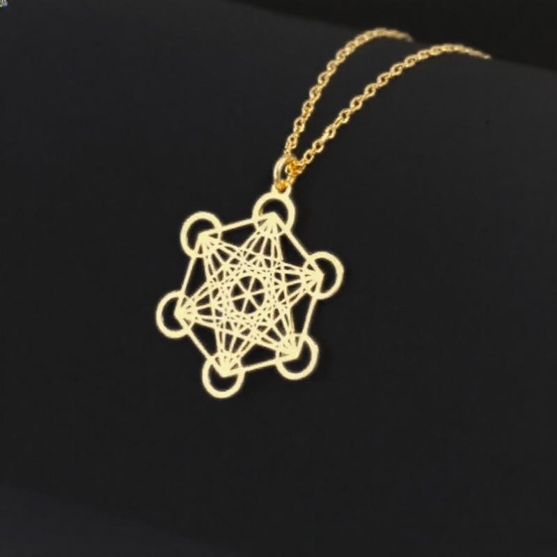 Нержавеющая сталь Ожерелье Сакральная Геометрия Кулон Метатрона Ожерелье Женщины Мужчины Медитация Религиозные Украшения Цепочка Ожерелье