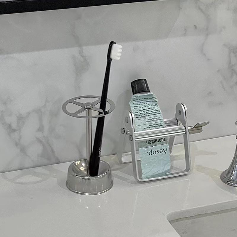 New Stainless Steel Toothbrush Stand Toothpaste Holder Home Storage Organizer Kitchen Rack Bathroom Tool Lazy Tube Squeezer