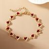 Cubic Zircon Heart Beaded Bracelet for Women Heart Chain Bracelet Bridal Wedding Party Jewelry Accessory
