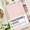 A5 Pink Password Book Internet Address  Account Logbook With Password Hint Pages Stickers Spiral Bound