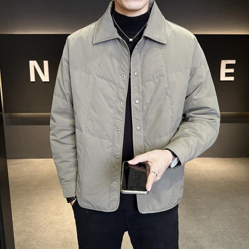 Mens Lightweight Down Jacket Winter Short Parka With Turn-Down Collar Youth Style Loose Fit