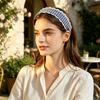 White Lace Trim Wide Plaid Hairband Wide Design White Lace Hair Hoop  Casual Outfit
