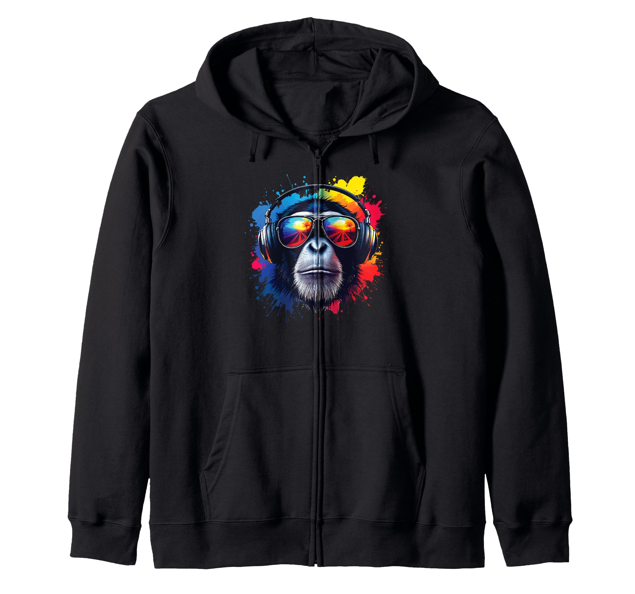 

Солнцезащитные очки Monkey DJ Holiday Music Fan Nature Monkey Zip Hoodie чёрный