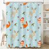 christmas shower curtain bathroom decor winter pattern deer fox santa hat waterproof washable custom made jacquard fabric cloth