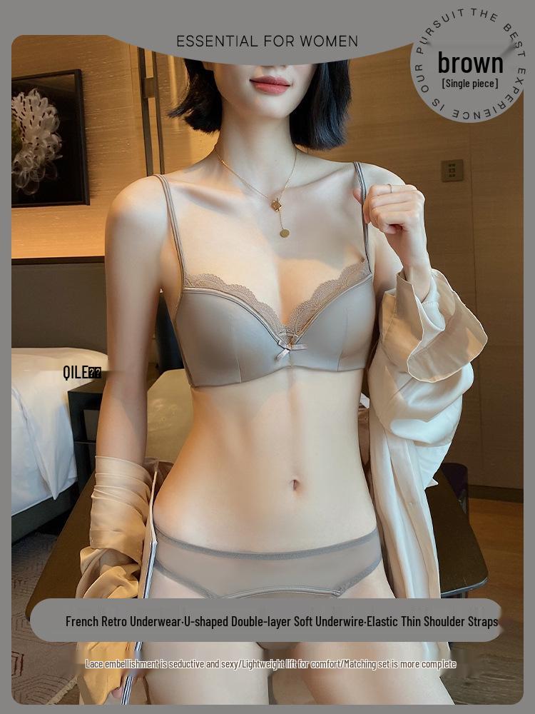 French Lace Push-Up Bra Set: Summer, Anti-Sag, Side Support for Small Bust