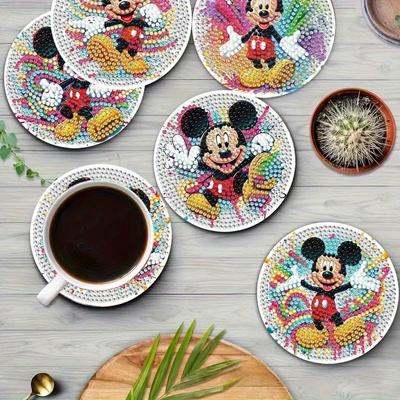 8pc/sets Lovely Mouse Diamond Painting Coasters DIY Diamond Art Coasters 5D Full Drill Diamond Coasters Acrylic Round Cup