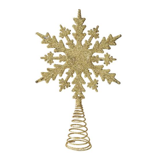 Snowflake Tree Topper Gold Red Glittered Iron Star for Christmas Tree Easy Installation Festive Decoration for Holiday Parties