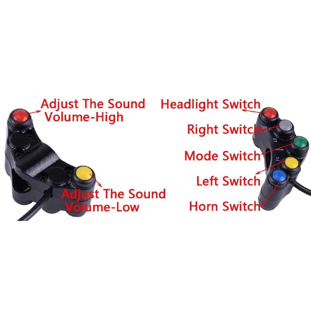 7 Buttons Multifuction ATV Motorcycle Control Switch Assembly 22mm Handlebar Moment/Latching Superior