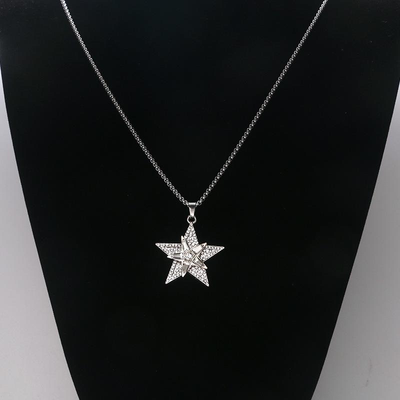 Trendy Turning Five-pointed Star Jewelry, Fashionable and High-end Handsome Men's Pendant Necklace Jewelry