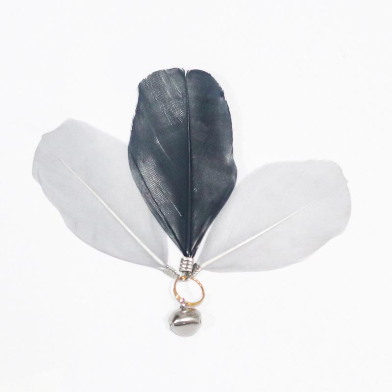 Перьевая кошачья дразнилка, сменная головка и аксессуары для DIY с колокольчиком As shown