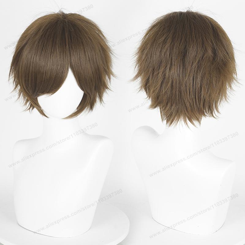 Anime 30cm Short Straight Cosplay Wig Black White Green Brown Purple Blue Gray Red Gold Man Women Heat Resistant Synthetic Hair