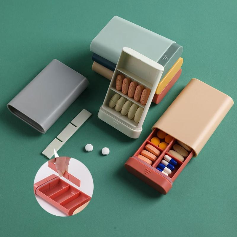 Mini Liten Bærbar Reise Vitaminboks Pilleesker Beholder Organizer Oppbevaring Tablett 7 Dager 6 Ruter Medisinoppbevaringsboks