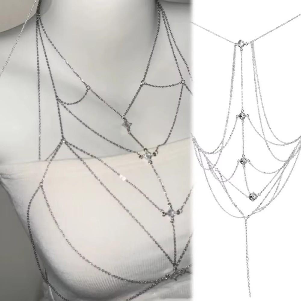 Glitter Rhinestone Bust Chain Multilayer Bikini Chest Chain Body Jewelry Body Chain Jewelry  Women