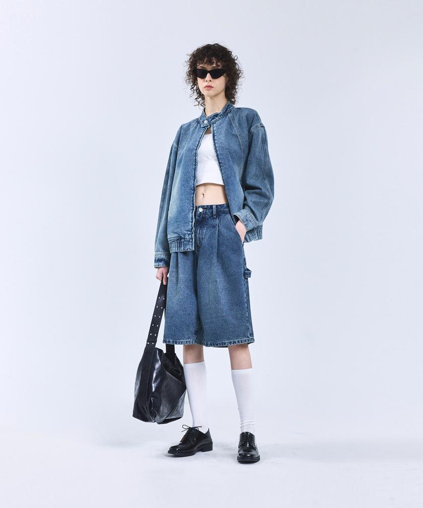 Standarderror 87-Stan116 [Newtro] Vintage Washed Double Line Denim Jacket Vintage Blue