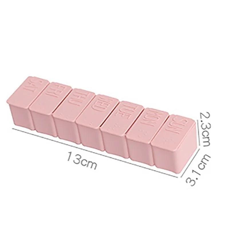 7 Fächer Aufbewahrungs-Organizer Behälter Etui Tablettenteiler Tragbare Nachfüllbare Flaschen Haushalt Kleine Pillendose Wochenaufbewahrungsbox