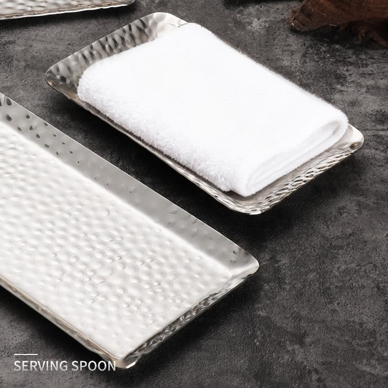 Stainless Steel Tray Buffet Presentation Tray Metal Food Serving Plate Dessert Cake Pizza Pan Home Dishes Storage Organizer