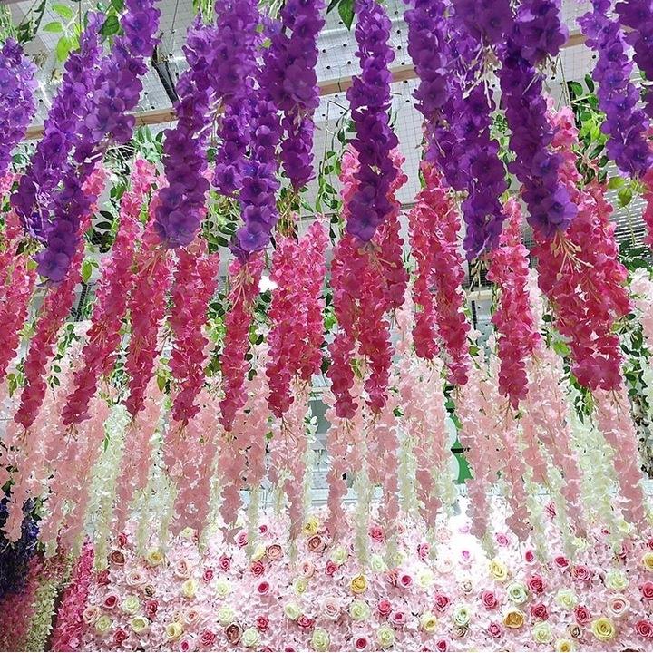 Wisteria Artificial Flowers Garland Wisteria Flowers Hanging Decoration 12 Pcs - Light Pink