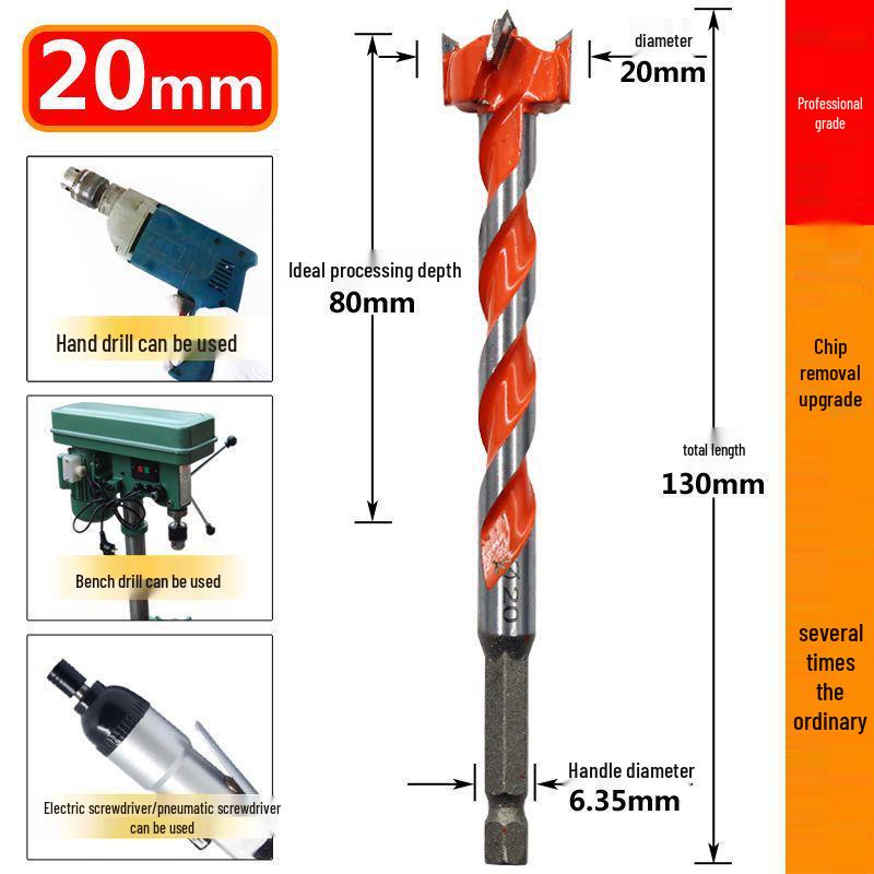 Gaură de fierăstrău cu gaură pentru prelucrarea lemnului din aliaj filetată cu coadă hexagonală pentru bormașină electrică - Bit de 6,35 mm