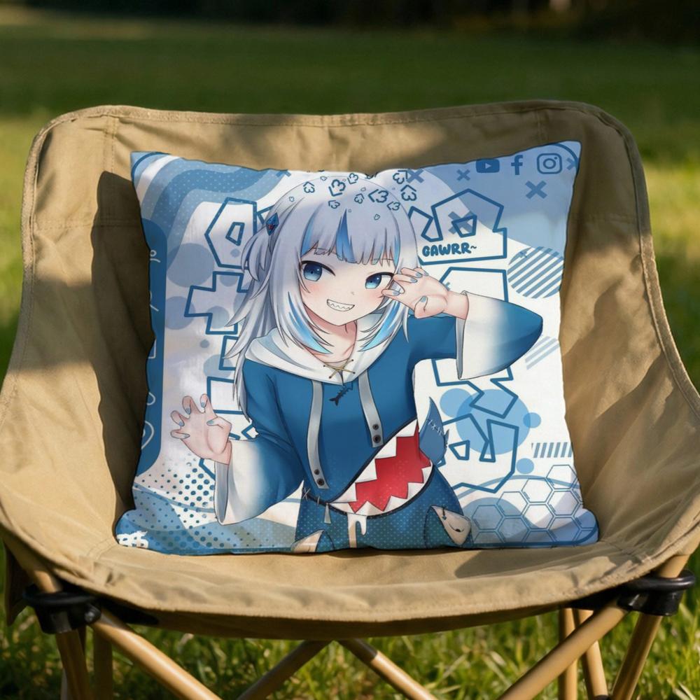 Cute GGawr Gura Cushion Cover Soft Reversible  Durable Pillow Cover  MultiScene Use for Home  Car Daily Comfort 30X30cm